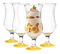 Glasmark Krosno Lot de 4 verres à cocktail Long Drink Cocktail Gin Bière Eau Long Drink Verres à cocktail Verre à eau Verre à smoothie Dessert Passe au lave-vaisselle Jaune 4 x 420 ml