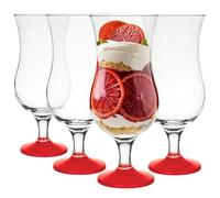Glasmark Krosno Lot de 4 verres à cocktail Long Drink Cocktail Gin Bière Eau Long Drink Verres à cocktail Verre à eau Verre Smoothie Dessert Passe au lave-vaisselle Rouge 4 x 420 ml