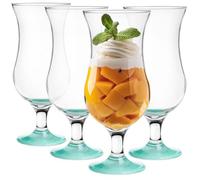 Glasmark Krosno Lot de verres à cocktail Long Drink Cocktail Gin Bière Eau Long Drink Verres à cocktail Verre à eau Verre à smoothie Dessert Passe au lave-vaisselle Turquoise 4 x 420 ml