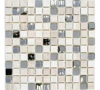 Glasmosaikfliese Miroir Mosaïque Bain Mur Cristal Pierre Gris Argent WB92-HQ20
