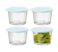 Glass Bowl with Lid - 4-Piece Airtight Stackable Reusable Jars, Glass Storage Containers for Meal Prep, Leftovers, Snacks, Baking, and Cooking, Versatile Kitchen Organizer for Pantry, Fridge, Freezer
