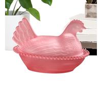 Glass Candy Dish - Hen-Shaped Vintage Dessert Storage, Clear Embossed Poultry Jar with Detailed Feathers Pattern, Decorative Snack Bowl, Traditional Ornament for Home Living Room Dining Table Desk