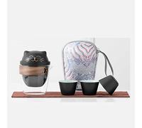Glass Ceramic Combination Travel Tea Set One and Three Cups Kung Fu Tea Cup Cute Carrying Case Office Women Gifts (Black 12CM)