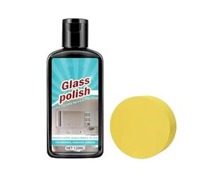 Glass Cleaner Paste - 120ml Window Cleaning Paste | Multi Suŕface Cleaner - Bathroom Gĺass Polishing Pasțe with Sponge Removes Stains Restores Shine on Glass Tiles Steel and Ceramics for Home Use