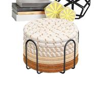 Glass Coasters - Slate Coasters | Absorbent with Cork Base and Holder, for Drinks in Bars, cafes, Cotton Rope Table coasterss