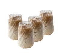 Glass Coffee Cup Juice Milk Rotating Stripe Design Suitable For Office Restaurant Water Mugs pour Café(4PCS)