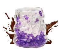Glass Coffee Cups, 3.54x3.54x2.56 Inches, Double Insulated Mug with Dried Flower Design for Hot Cold Drinks, Reusable Drinkware with 160ml Capacity, Kitchen Accessory for Water Tea Home Decor