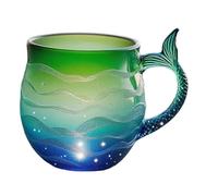 Glass Coffee Cups,Mermaid Tail Handle Sea Wave - Coffee Glass Cups Tea Mug - for Hot Cold Beverage Milk Water Juice Home Decor Office Dorm Restaurant Bar Adults Kids Birthday