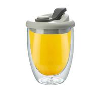 Glass Coffee Mugs, Glass 350ml - Large Clear Ğlass Coffee Mugs with Leakproof Lid, Hot Drinks, Clear Mug for Hot and Cold Drinks | Home School Double Wall Insulated Ğlass Tea Cups with Handle
