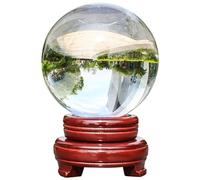 Glass Crystal Ball with Wooden Base,Clear Witchcraft Functional Magical Accessory for Gifts Family Decorative Photography Decor,6cm/2.4in