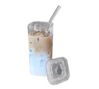 Glass Cups, Drinking Glasses With Lids, Transparent Spill Resistant Square Glassware, Square Drinking Glasses For Water Coffee Juice Beer Wine Bar Kitchen Party Restaurant