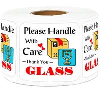 Glass Fragile Please Handle with Care Lot de 500 étiquettes d'avertissement pour emballage postal, 5,1 cm
