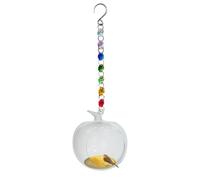 Glass Fruit Bird Feeder, Hanging Wild Bird Feeder for Garden | Durable glass tank with metal hanging chain, elegant fruit design for backyard birds A