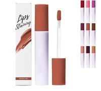 Glass Glow Nourishing Lip Tint, Hydrating Tinted Liquid Lipstick with Sheer Wash of Color, Non-Sticky & Long Wearing Lip Oil for Nourishing Repairing Lightening Lip Lines (Brown)