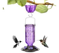 Glass Hummingbird Feeder | Hanging Feeder with Multiple Feeding Ports | Decorative Bird Feeding Bottle for Garden Patio Balcony Backyard Deck Window Birdwatching