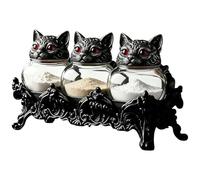 Glass Jar Set, Cat Head Containers, Gothic Seasoning Jars 21x8.5x11.5cm for Modern Art Professional Home Supplies Daily Repair Kit Modern House Accessory Unit Home Decor Interior Supply Case