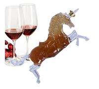 Glass Liquor Decanter Bottle, Horse Shape Spirit Container, Premium Clear Design with Artistic Sculpt Finish, Stylish Bar Serving Vessel for Restaurant Kitchen Celebration Use