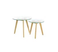 AltoBuy Glass - Lot de 2 Tables Gigognes Rondes Verre Trempé