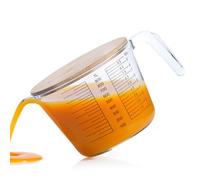 Glass Measuring Cup - Borosilicate Jug, Microwave Safe, Wooden Lid Included | Liquid Measuring Container For Baking Cooking Meal Prep Home Restaurant Camping