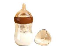 Glass Milk Dispenser - Heat Resistant Bottle, Natural Latch Feeder Unit | Silicone Glass Material | Home Travel Short Trips, Realistic Shape Nipple Supporting Natural Latch Up Plus Easy Formula Feedi