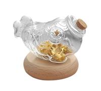 Glass Money Bank, Clear Coin Jar, Fish Shaped Tank, Exquisite Wood Lid, Decorative Storage Container, Compact Novelty Design, As Shown Size, for Kids Teen Girls Adults Family Use