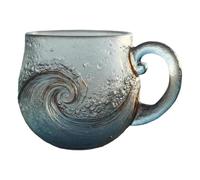 Glass Mug, 300ml Wave Design Coffee Cup, Glass Water Mug with Handle, Drink | Wave Design Glass Mug with Comfortable Handle, Ideal for Coffee, Tea, Juice & Everyday Home or Office Use Daily
