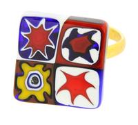 Glass Of Venice Bague carrée Color Splash Millefiori - Multicolore