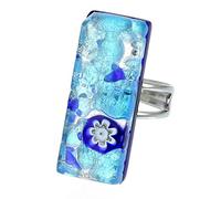 Glass Of Venice Bague Rectangulaire Reflets Vénitiens - Bleu Aqua