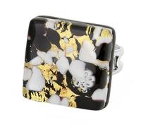 Glass Of Venice Bague réglable carrée Reflets vénitiens - Or Noir