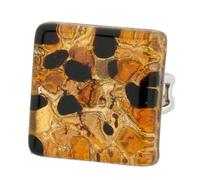 Glass Of Venice Bague Réglable Carrée Reflets Vénitiens - Or Topaze