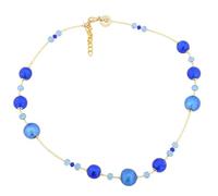 Glass Of Venice Collier Adriatica en Verre de Murano - Bleu Ciel 45,7 cm avec rallonge - Collier Italien en Perles Bleues soufflées avec Doublure argentée pour Femme Fait à la Main à Venise, Italie