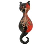 Glass Of Venice Collier avec Pendentif en Forme de Chat en Verre de Murano Noir et Rouge - Collier Chaton Chat pour Animaux de Compagnie, Bijoux pour Femmes et Filles, Fait à la Main à Venise, Italie