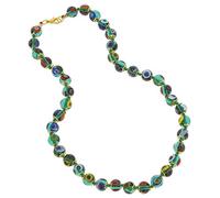 Glass Of Venice Collier en Verre de Murano Plus Court de 43,2 cm - Millefiori Italien en Perles de mosaïque Verte Transparente en Verre soufflé Fait à la Main - Colliers en Verre de Murano pour Femme