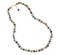 Glass Of Venice Collier en Verre de Murano Plus Long de 61 cm avec Rallonge - Perles Millefiori Italiennes Multicolores en Verre Soufflé Fait à la Main pour Femme