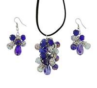 Glass Of Venice Ensemble de Collier et Boucles d'oreilles Charms vénitiens Murano - Bleu