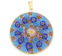 Glass Of Venice Grand Pendentif Millefiori dans Un Cadre plaqué Or 32 mm