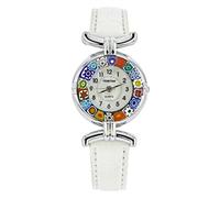 Glass Of Venice Montre Murano Millefiori avec Bracelet en Cuir - Blanc