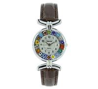 Glass Of Venice Montre Murano Millefiori avec Bracelet en Cuir - Marron