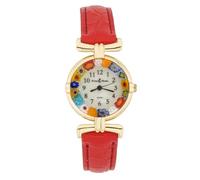 Glass Of Venice Montre Murano Millefiori avec Bracelet en Cuir - Rouge