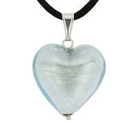 Glass Of Venice Pendentif Coeur de Murano - Silver Ice