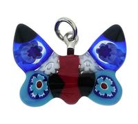 Glass Of Venice Pendentif Millefiori en Verre de Murano Petit Papillon 7/8 Pouces Pendentif Mode Printemps-été pour Femme Fait à la Main à Venise, Italie