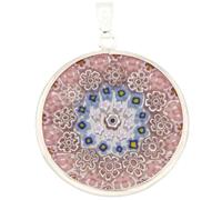 Glass Of Venice Pendentif Millefiori Moyen dans Un Cadre en Argent Sterling 26 mm