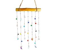 Glass Pendant, Vibrant Stained Rainbow Maker, 12.2 inches Panel with Metal Chain, Radiant Sun Reflecting Plate, Colorful Suncatcher with Classic Style Window Decoration for Garden Home