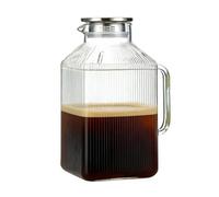 Glass Pitcher with Lid - 3.8L Clear Large Capacity Drink Jug, Heat Resistant Beverage Container, Kitchen Pouring Carafe | for Juice Iced Tea Homemade Coffee Water Fridge Storage Countertop Use Daily S