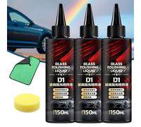 Glass Polishing Liquid D1, Auto Polishing Compound Windshield Cleaner Oil Film Remover, Removes Swirls,Scratches,Wiper Marks & Oil Film (3pcs)