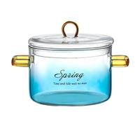 Glass Pots for Cooking Stove - 900ml Transparent Gradient Glass Saucepan with Cover and Handles, Safe Heat Resistant Glass Saucepan Pots for Cooking Ramen Rice Vegetable Milk Soup Salads Potpourri