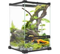 Glass Reptile Terrarium Vivarium 12L Reptile Breeding Box with Wire Mesh Lid for Frogs, Snakes, Turtles, 20 x 20 x 30 cm,
