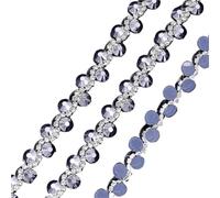 Glass Rhinestone Hot Fix Motif Crystal Chain Adhesive For Diy Clothes Garment Embellishment(Silver)