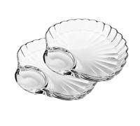 Glass Shell Dumpling Tray, Elegant Shell-Shaped Dish, Glass Shells-Shaped Dumpling Plate with Sauce Compartmen, Clear Serving Dishes for Dumplings, Snacks, Sushi, Fruit and Desserts