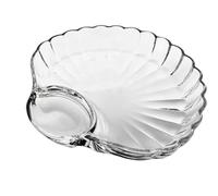 Glass Shell Dumpling Tray, Elegant Shell-Shaped Dish, Glass Shells-Shaped Dumpling Plate with Sauce Compartmen, Clear Serving Dishes for Dumplings, Snacks, Sushi, Fruit and Desserts